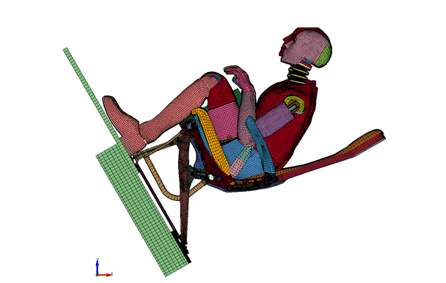 Dynamic simulation framework for crash test of aircraft seat structures