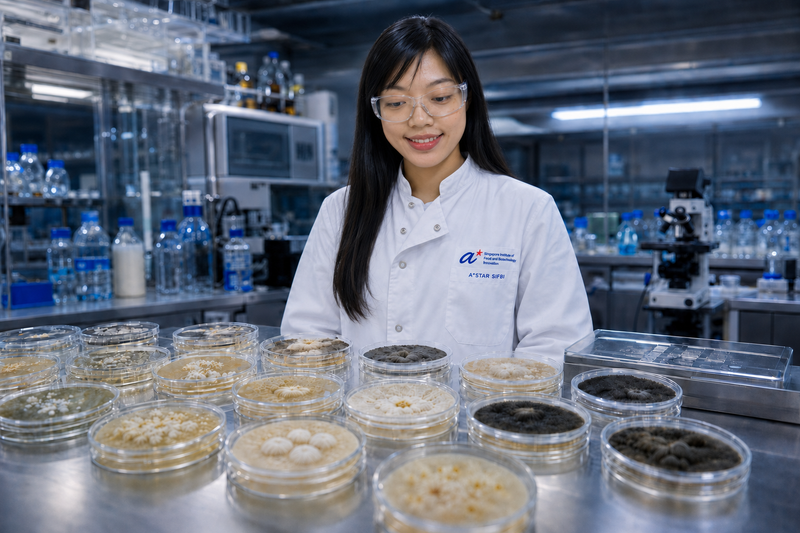 Scientist developing fungal production hosts for scalable biomanufacturing