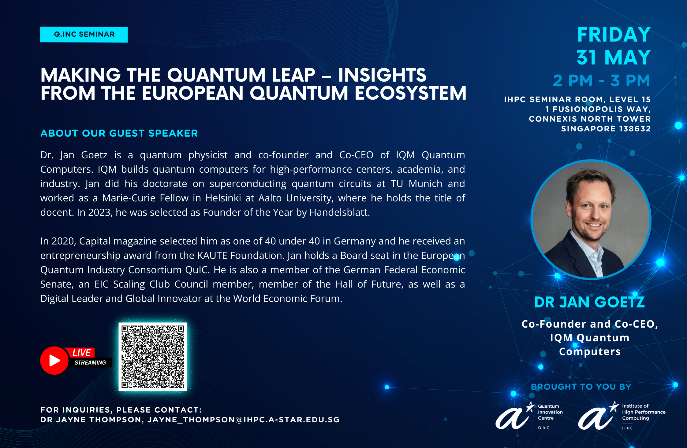 QInC Seminar - Dr Jan Goetz