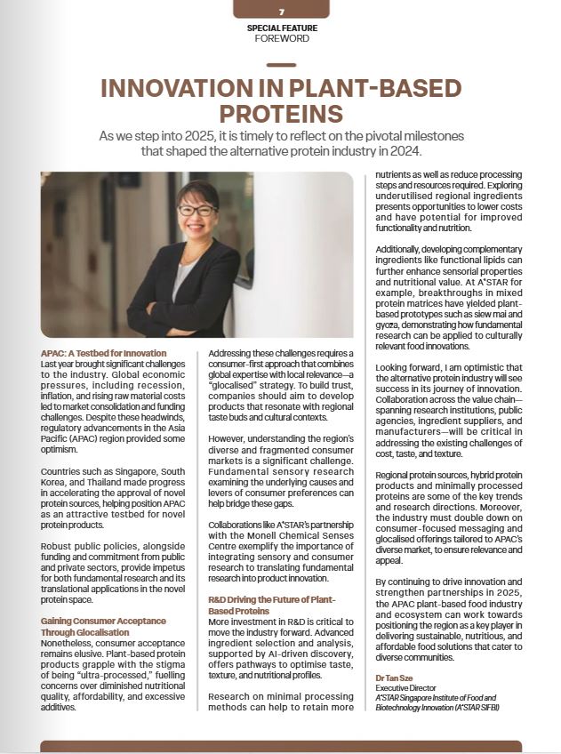 Dr. Sze Tan is featured in the latest edition of the Asia Pacific Food Industry Magazine — a special feature foreword!