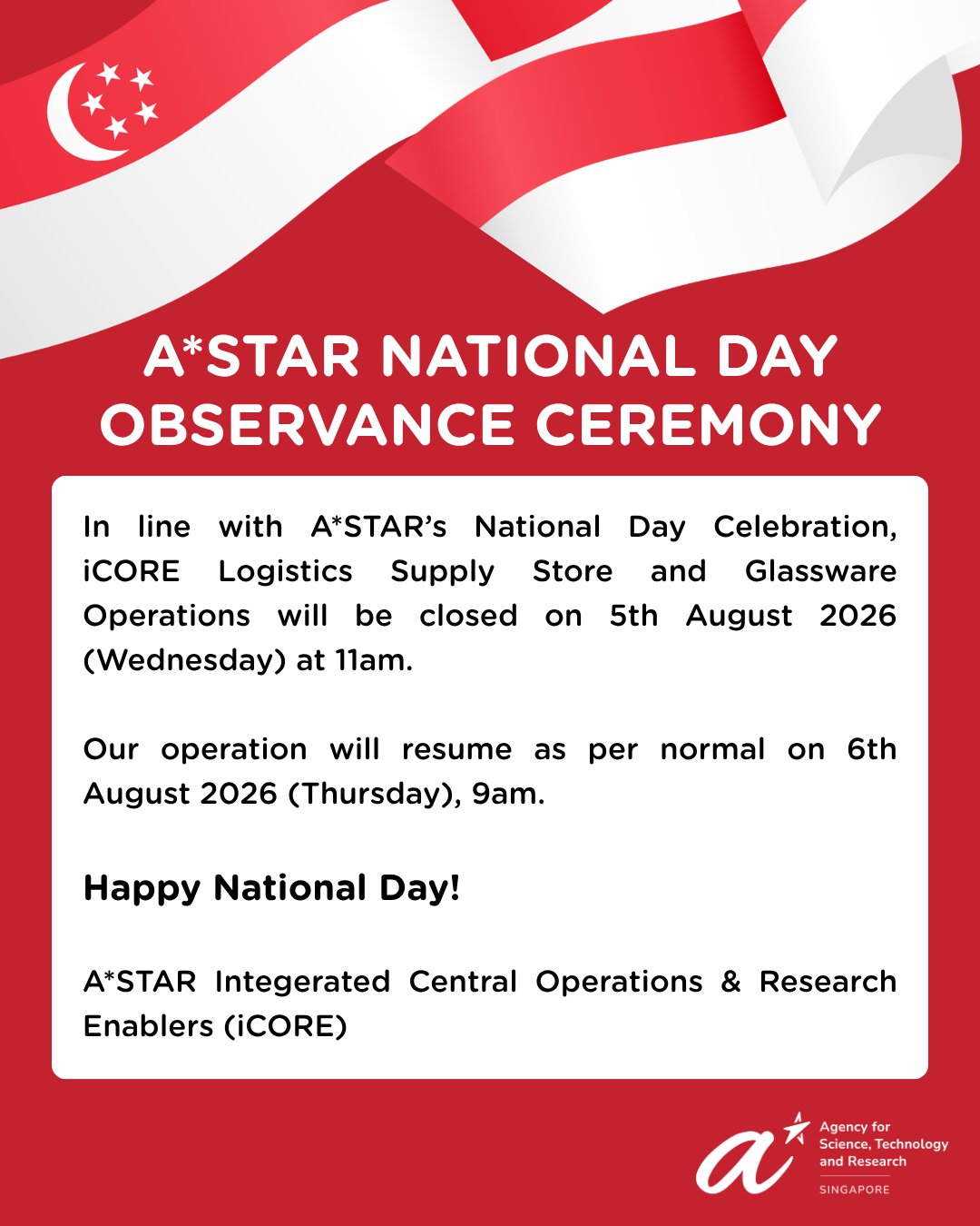2026 August National Day Closure