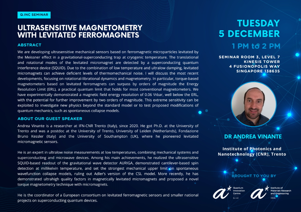 QInC Seminar - Dr Andrea Vinante