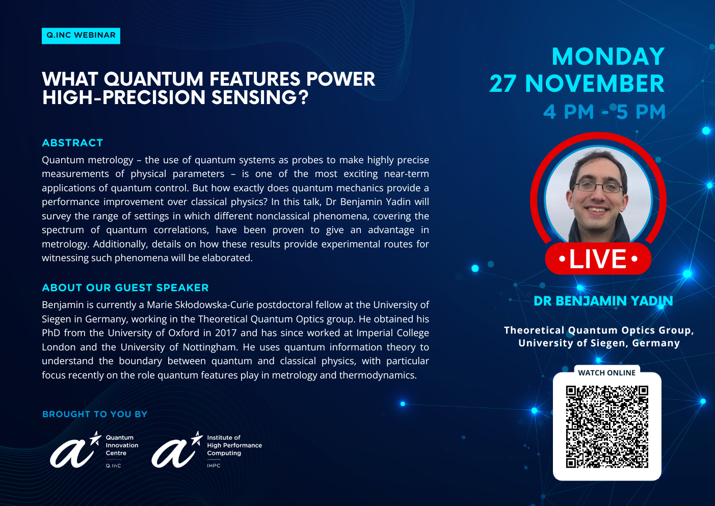 QInC Seminar - Dr. Benjamin Yadin