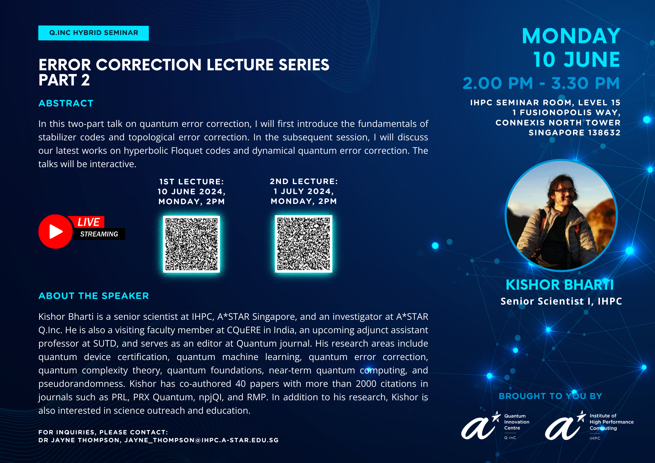 QInC Lecture Series - Kishor Bharti