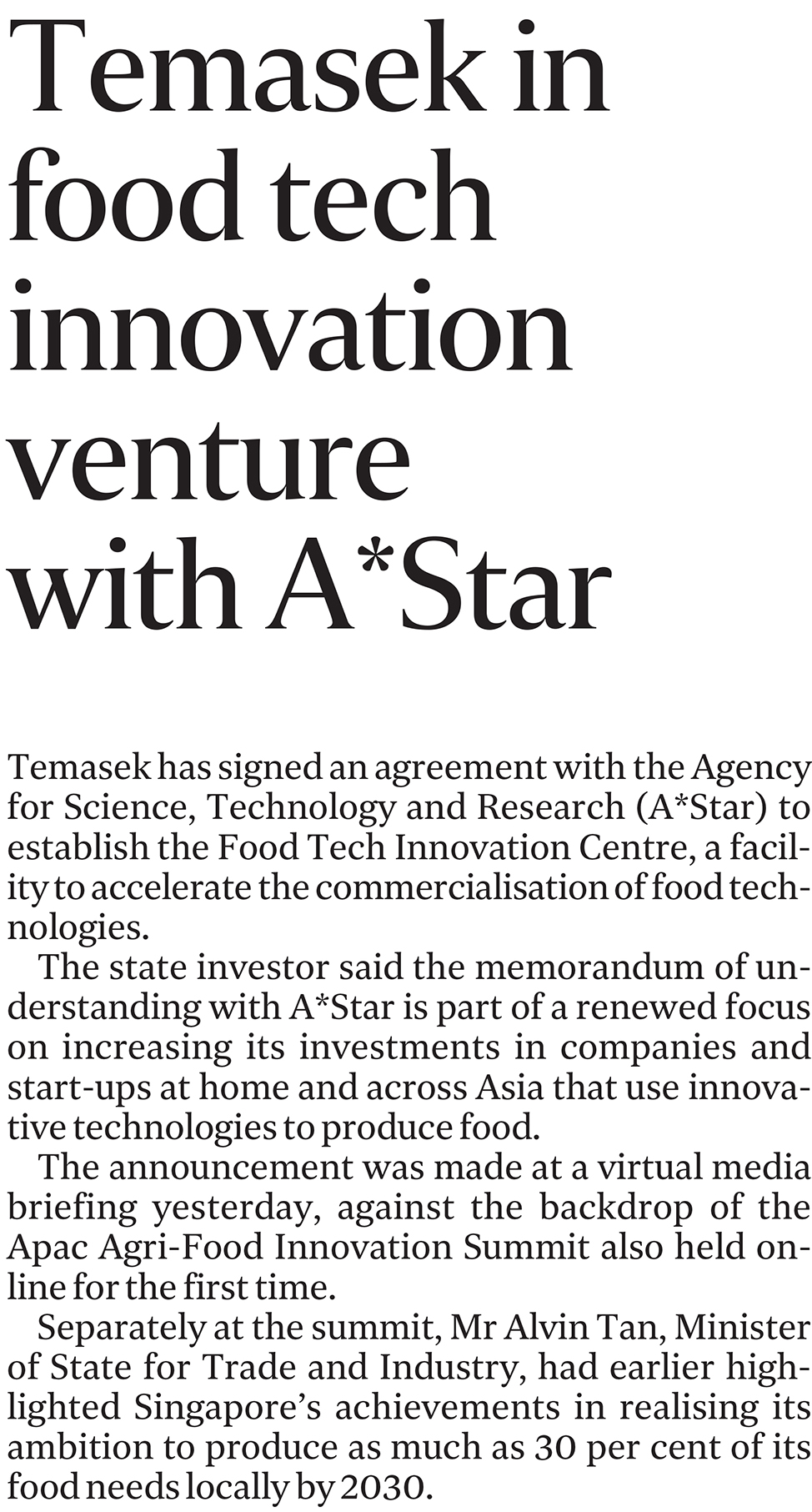 temasek-in-food-tech-innovation-venture-with-astar