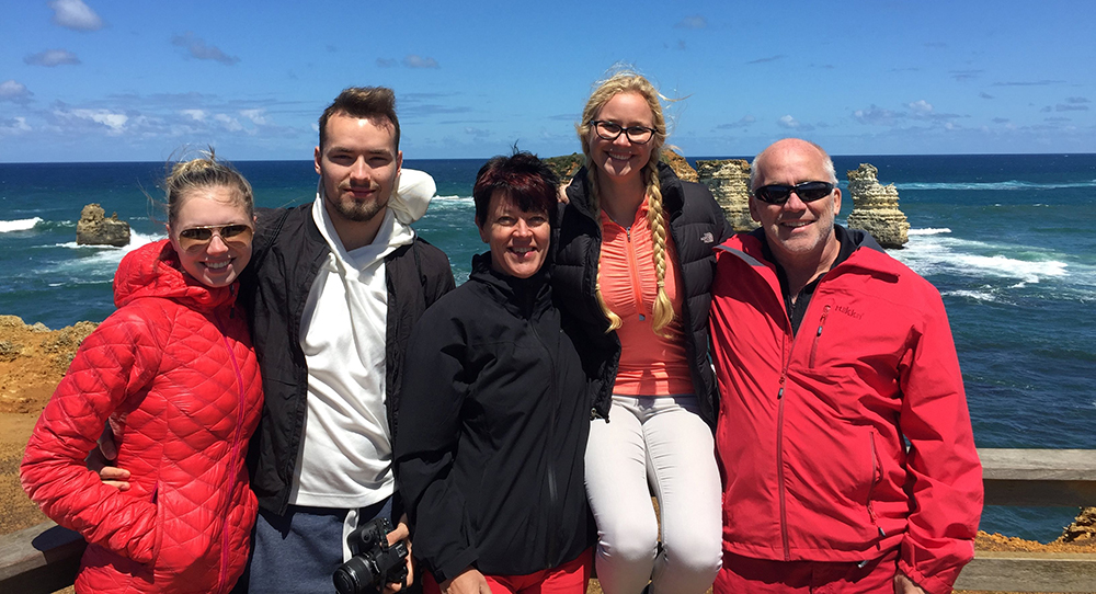 Prof Eriksson with his family at Great Ocean Road in Australia