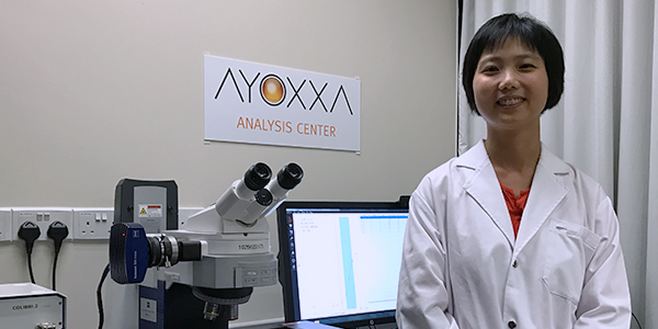 Dr Pearline Teo- a scientist from A*STAR’s Molecular Engineering Laboratory (MEL)- was seconded to German biomedical firm AyoxxA to help develop analysis kits that detect proteins present in eye fluids.