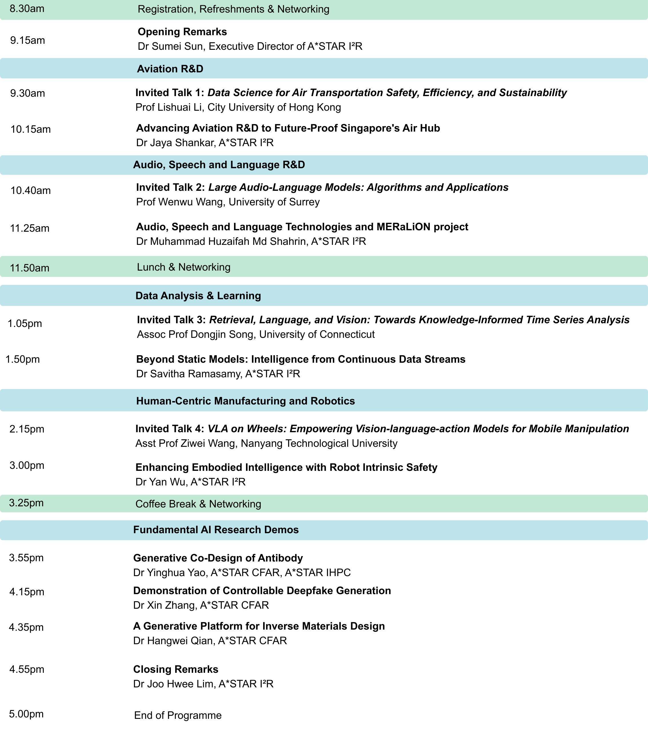 AI Symposium Programme