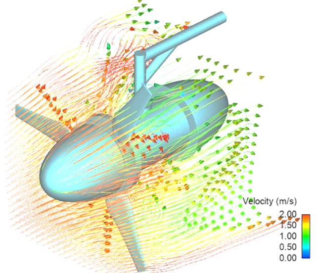 Diagram of ocean flow across the bi-directional tidal turbine