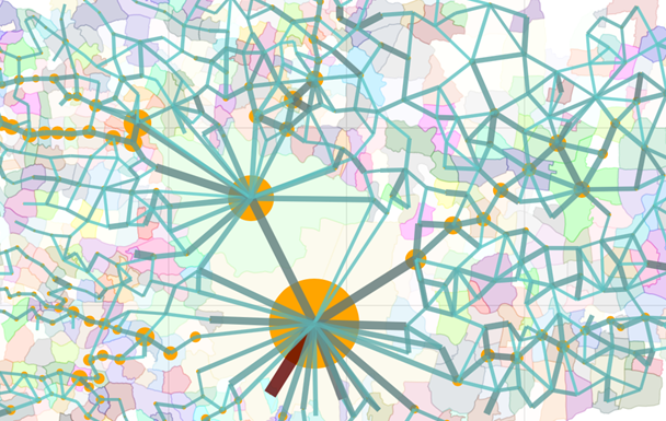 Network analysis to measure interconnectivity among urban nodes