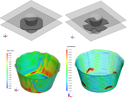 Thermoforming simulations to minimize manufacturing process induced wrinkling defects