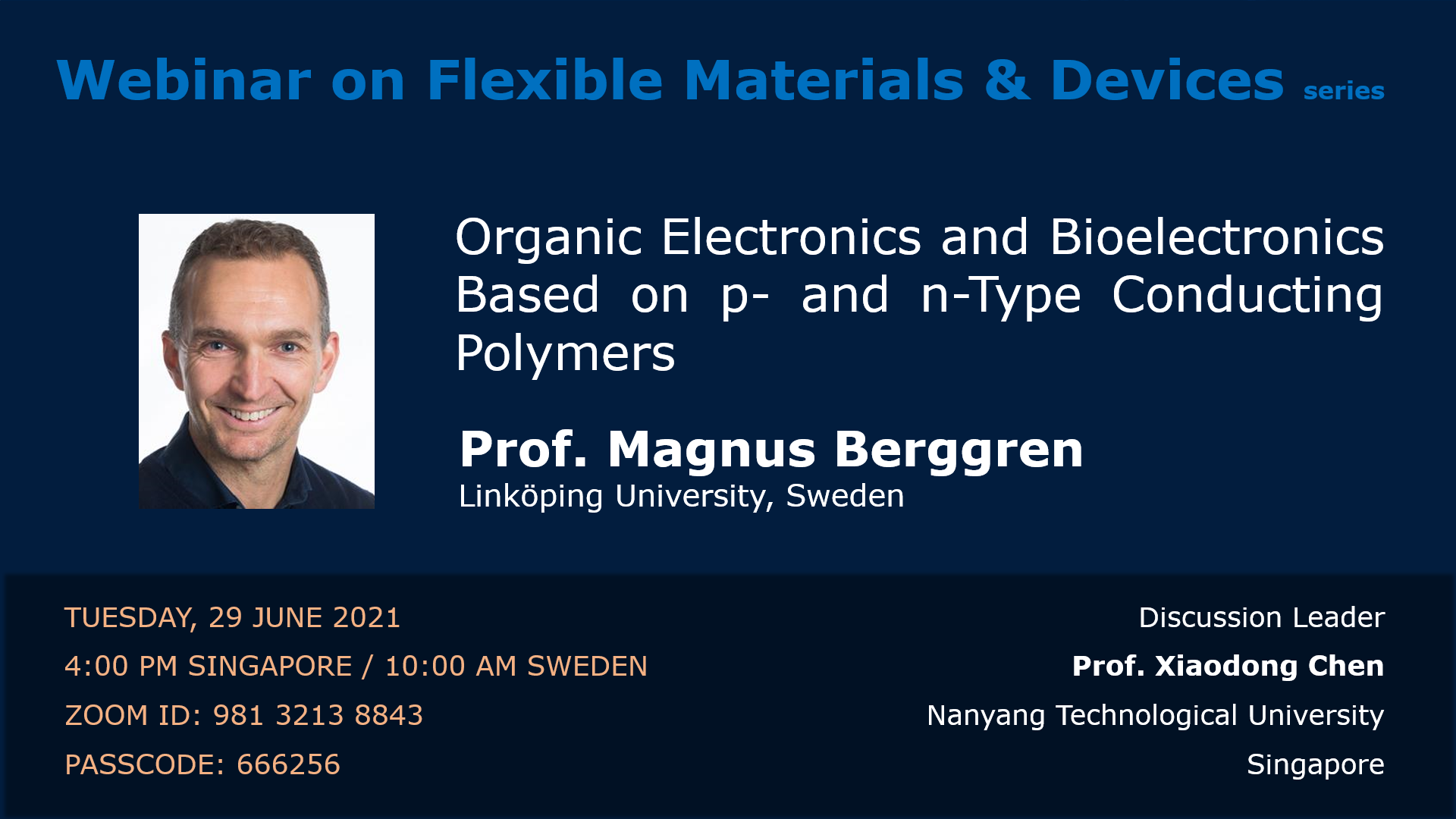 EDM - Organic Electronics and Bioelectronics Based on p- and n-Type Conducting Polymers EDM - Organic Electronics and Bioelectronics Based on p- and n-Type Conducting Polymers