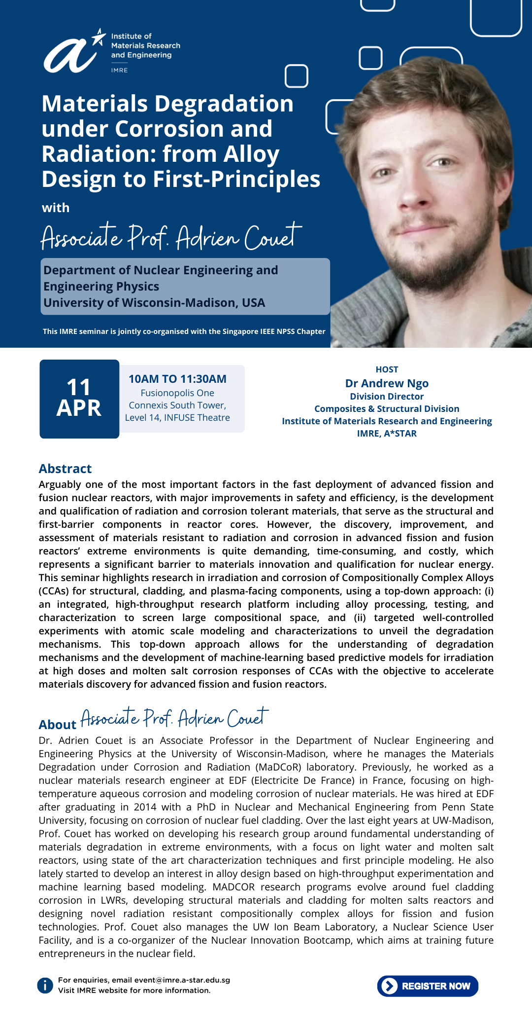 IMRE Seminar - Associate Prof. Adrien Couet