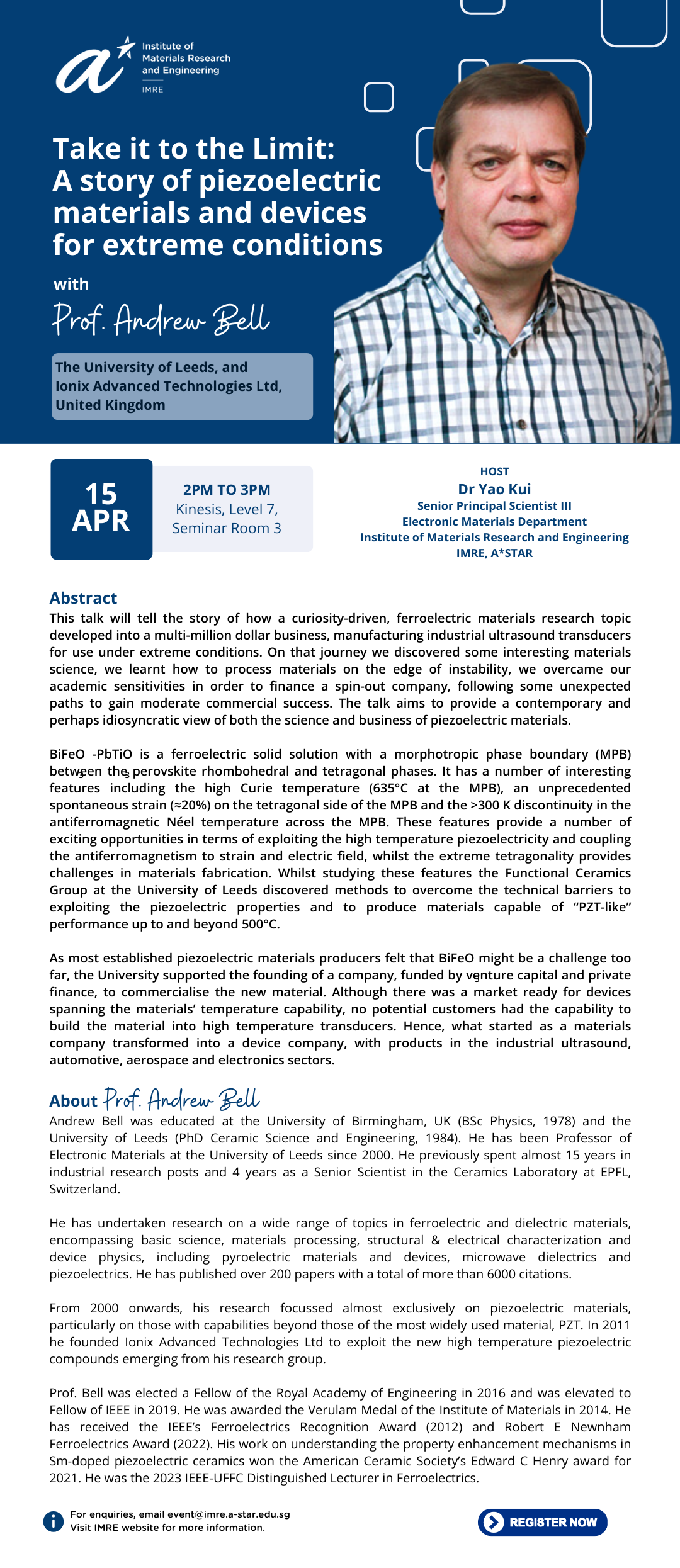 IMRE Seminar - Prof Andrew Bell
