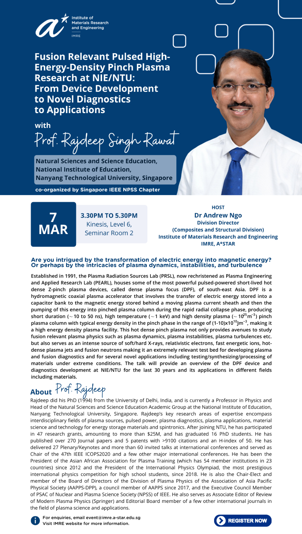 IMRE Seminar - Prof Rajdeep Singh Rawat