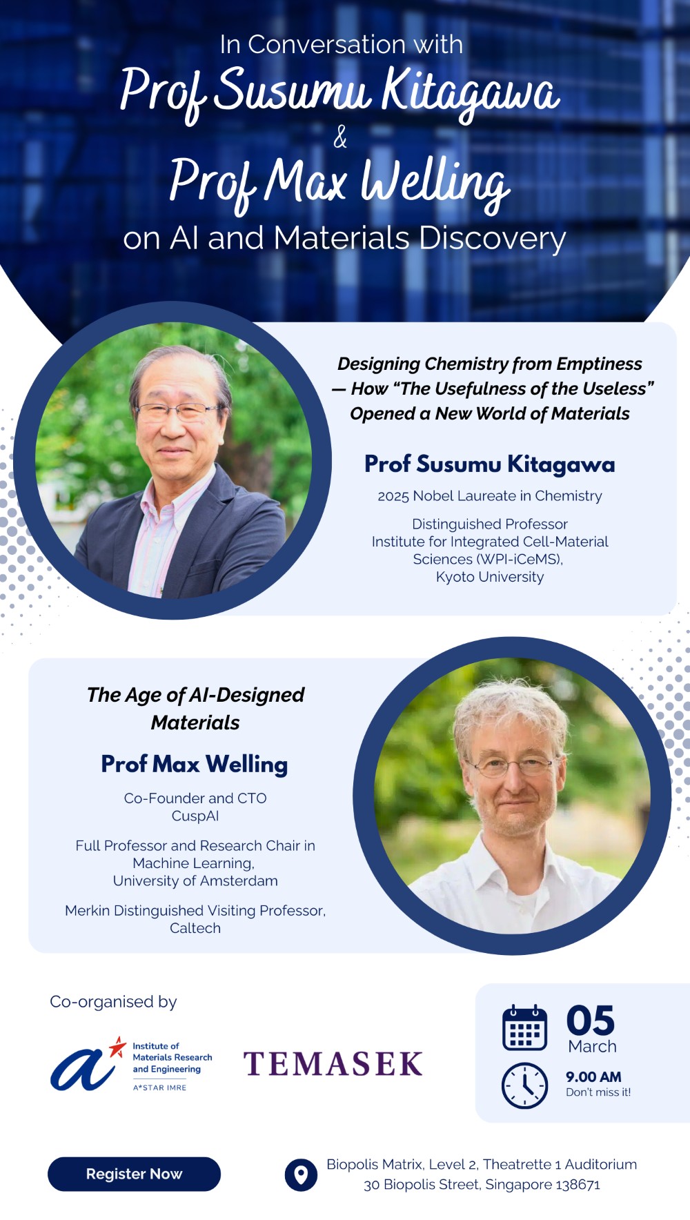 Prof Susumu Kitagawa and Prof Max Welling