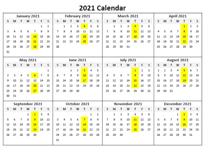 2021 Meeting Schedule